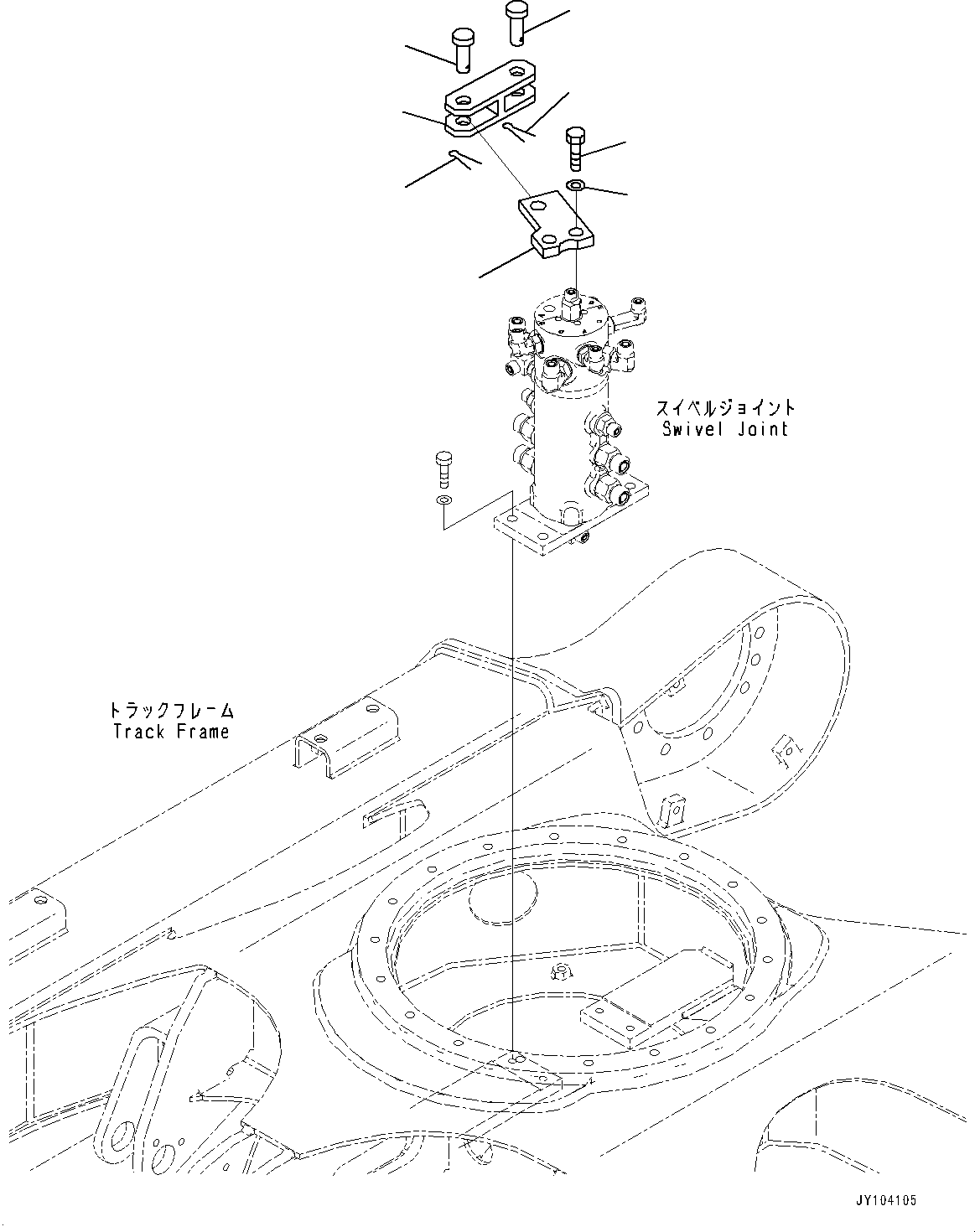 Komatsu parts book diagram for PC25MR-5 S/N 26001-UP: TRACK FRAME, SWIVEL LOCK(#25001-)
