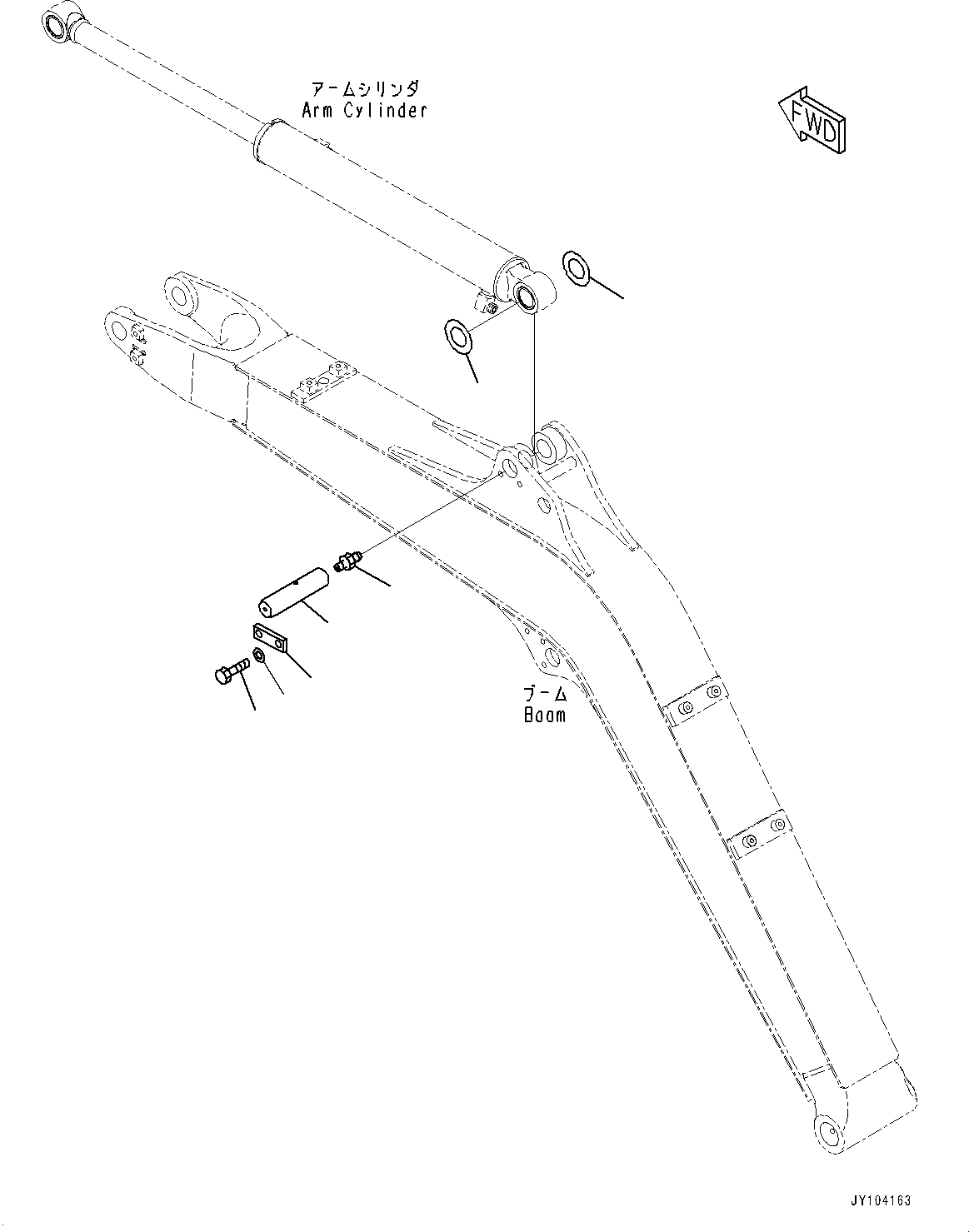 Komatsu parts book diagram for PC25MR-5 S/N 26001-UP: BOOM UNIT, PIN, ARM CYLINDER(#26001-)