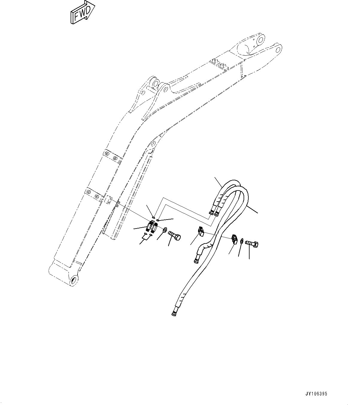Komatsu parts book diagram for PC25MR-5 S/N 26001-UP: BOOM UNIT, BOOM CYLINDER PIPING(#26001-)
