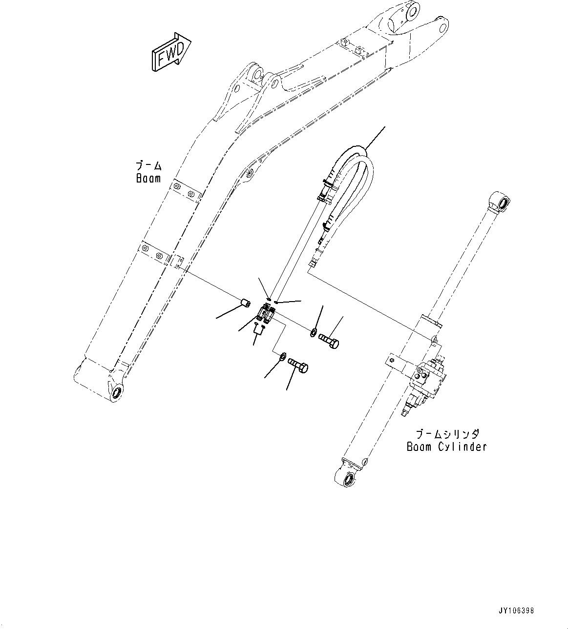 Komatsu parts book diagram for PC25MR-5 S/N 26001-UP: BOOM UNIT, BOOM CYLINDER PIPING (ARM CRANE)(#26001-)