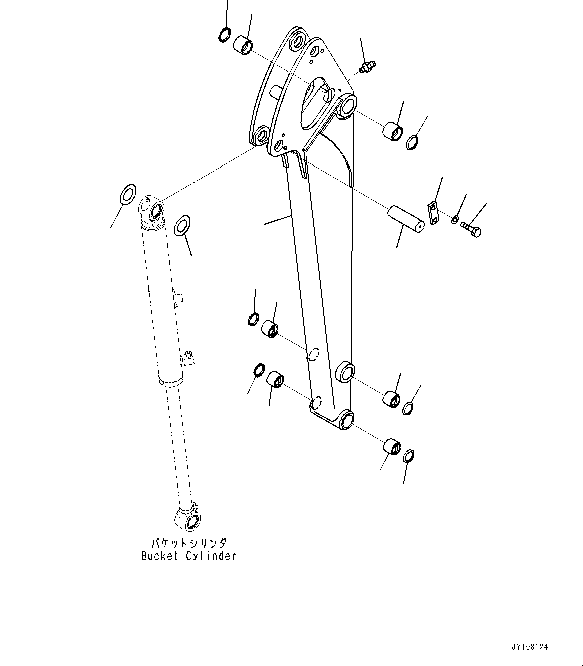 Komatsu parts book diagram for PC25MR-5 S/N 26001-UP: ARM UNIT, ARM AND BUSHING (1115MM ARM)(#25001-)