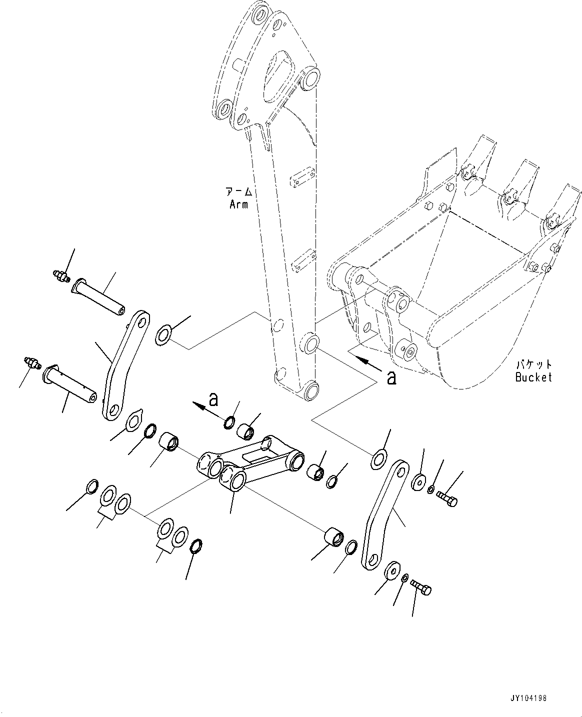 Komatsu parts book diagram for PC25MR-5 S/N 26001-UP: ARM UNIT, BUCKET LINK(#25001-)