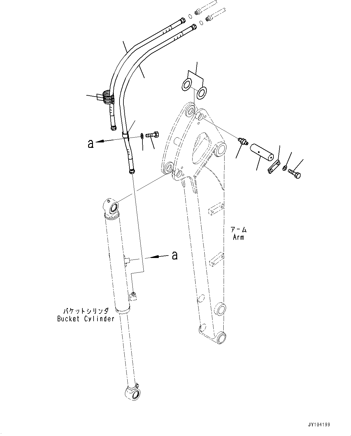 Komatsu parts book diagram for PC25MR-5 S/N 26001-UP: ARM UNIT, PIN AND PIPING(#25001-)