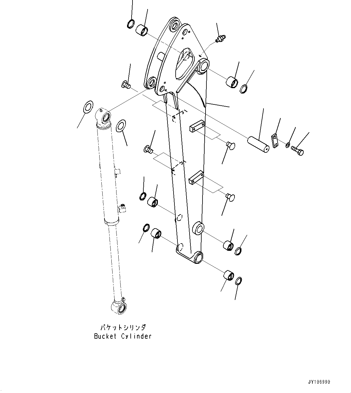 Komatsu parts book diagram for PC25MR-5 S/N 26001-UP: ARM UNIT, ARM AND BUSHING (1115MM ARM, ARM CRANE)(#25001-)