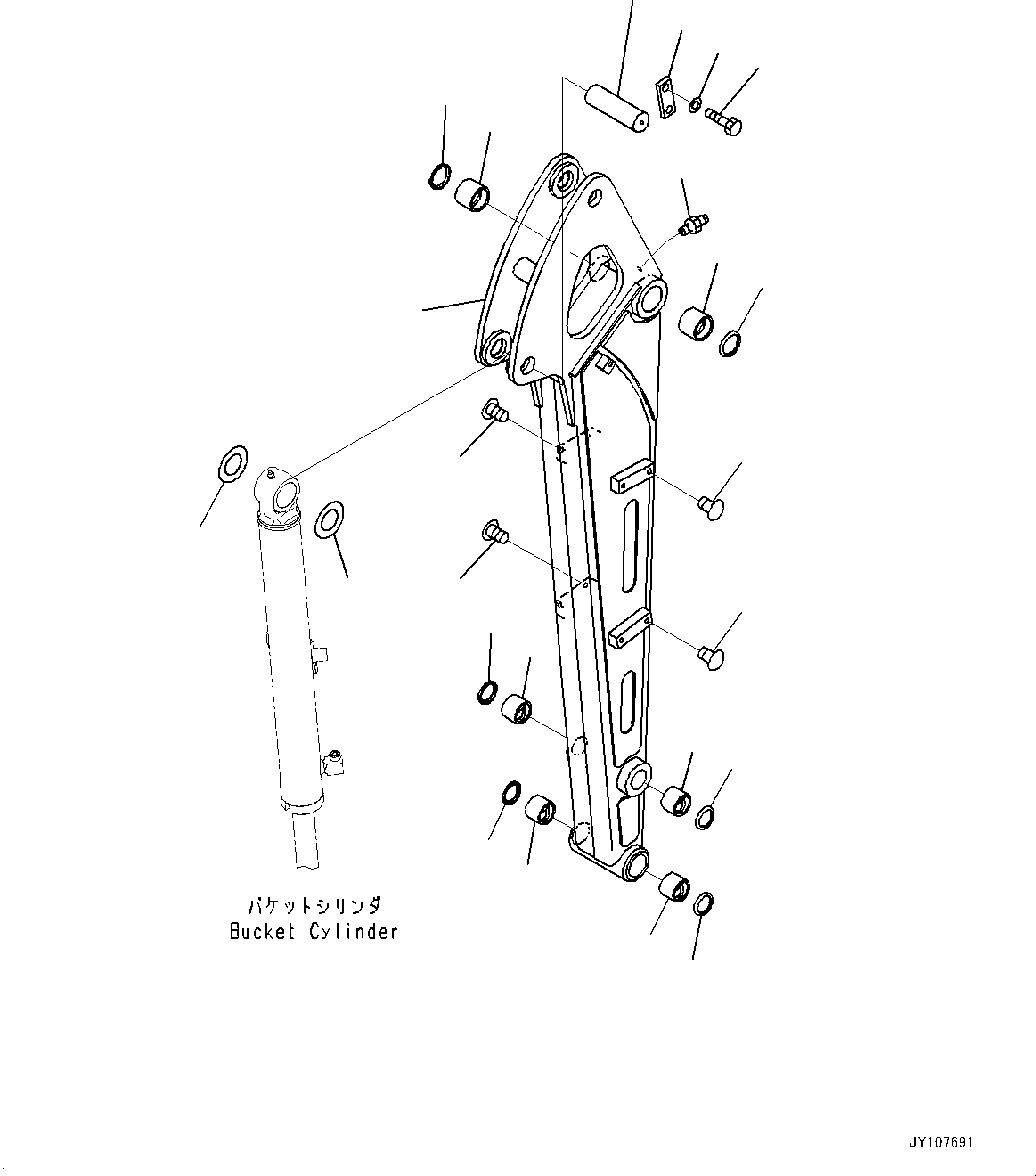 Komatsu parts book diagram for PC25MR-5 S/N 26001-UP: ARM UNIT, ARM AND BUSHING (1115MM ARM, ARM CRANE, 3 FACE REINFORCED TYPE)(#25001-)