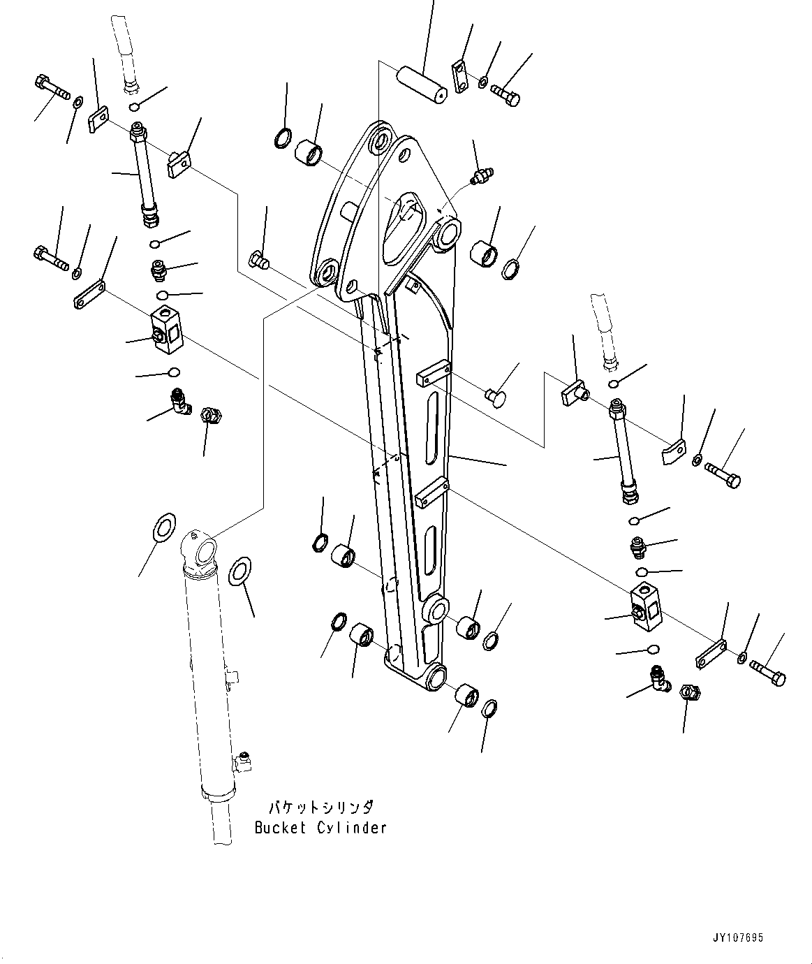 Komatsu parts book diagram for PC25MR-5 S/N 26001-UP: ARM UNIT, ARM AND BUSHING (1115MM ARM, ARM CRANE, 3 FACE REINFORCED TYPE, 1-ATTACHMENT)(#25001-)