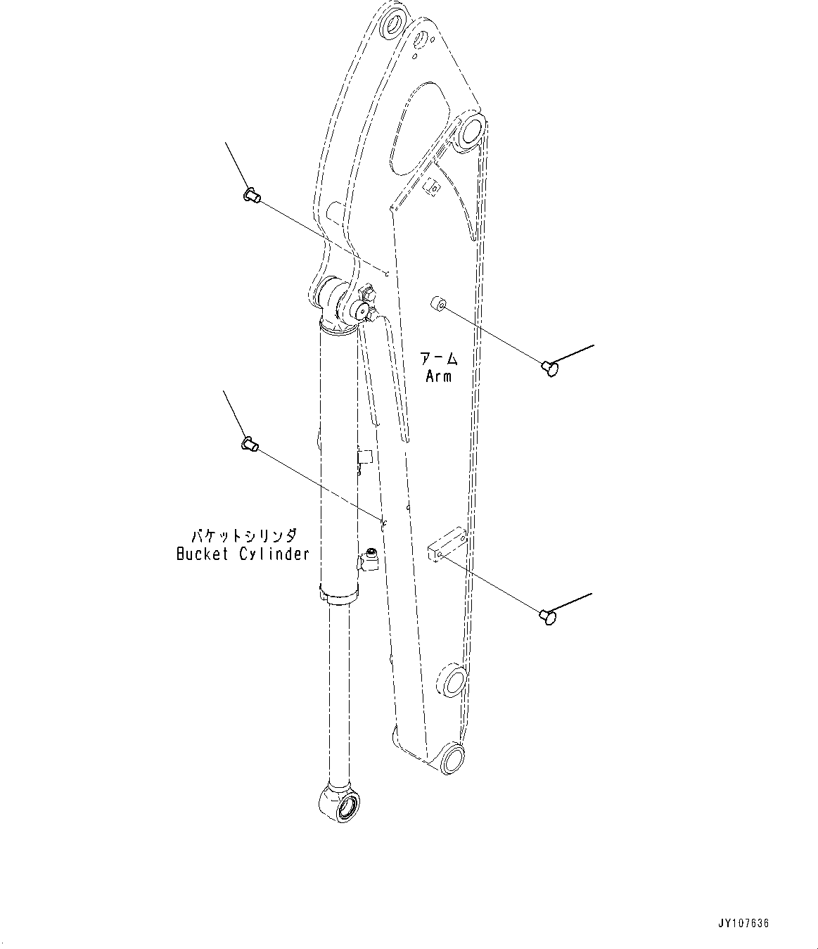 Komatsu parts book diagram for PC25MR-5 S/N 26001-UP: ARM UNIT, CAP (LONG ARM, ARM CRANE)(#25001-)