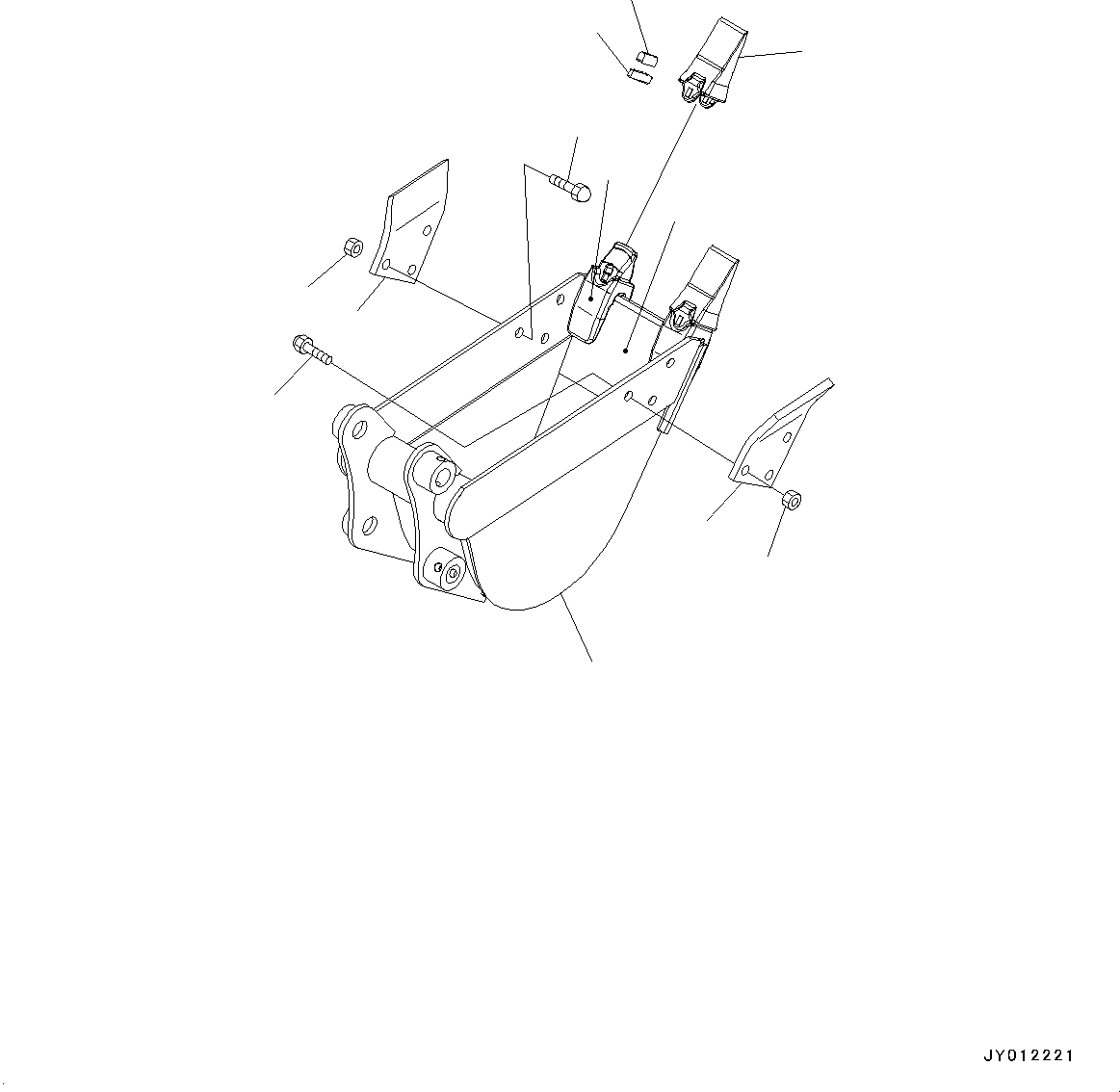 Komatsu parts book diagram for PC25MR-5 S/N 26001-UP: BUCKET, (HEAP 0.027M3, 320MM WIDTH, WITH SIDE CUTTER)(#25001-)