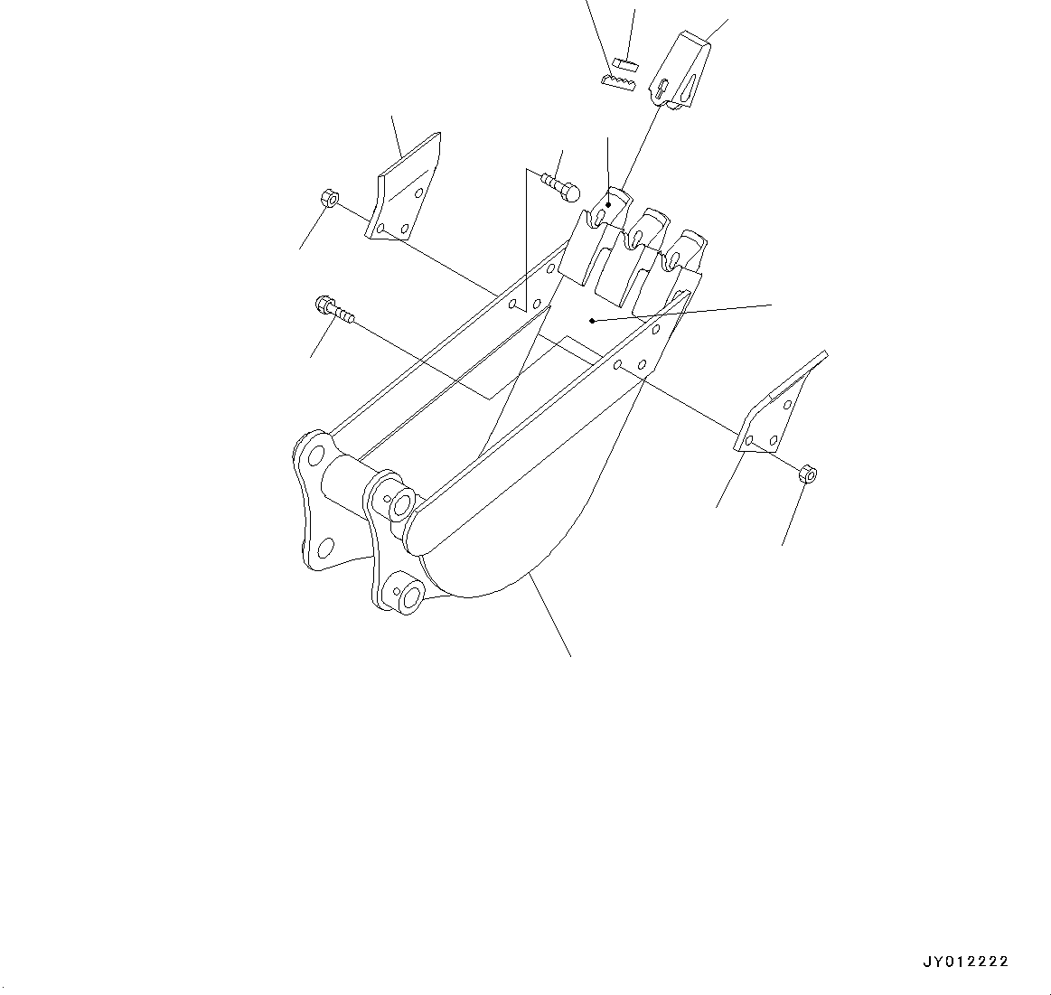 Komatsu parts book diagram for PC25MR-5 S/N 26001-UP: BUCKET, (HEAP 0.042M3, 420MM WIDTH, WITH SIDE CUTTER)(#25001-)