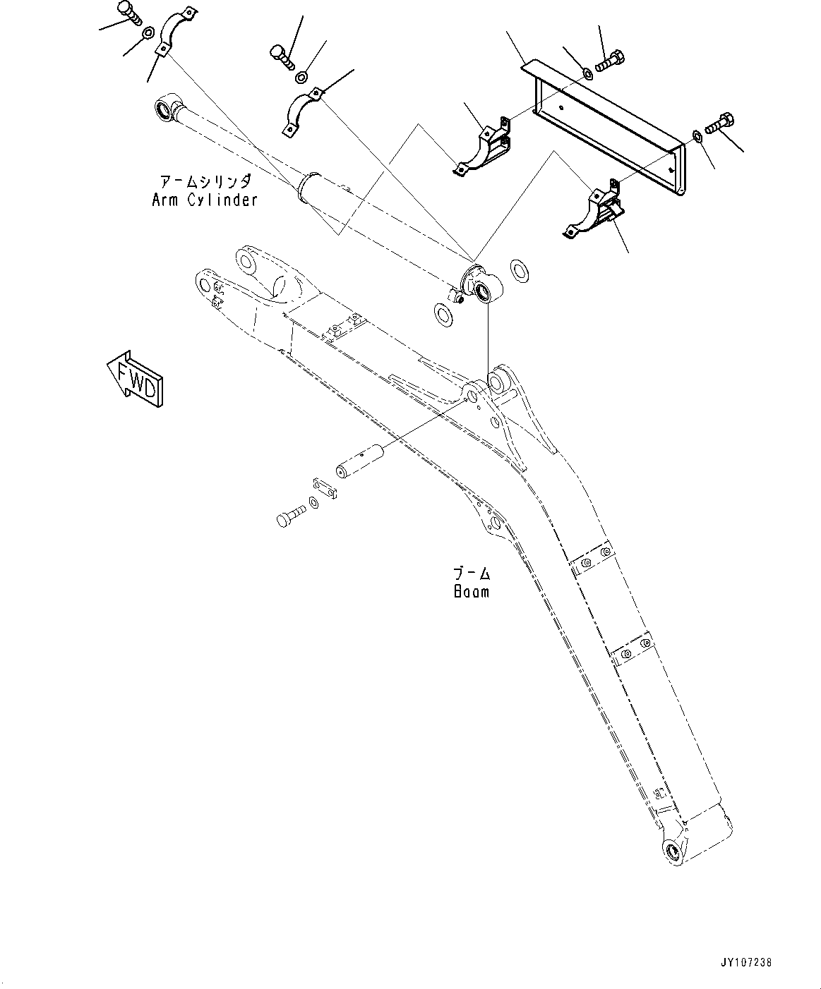 Komatsu parts book diagram for PC25MR-5 S/N 26001-UP: ARM CRANE UNIT, ARM ANTI-DROP VALVE MOUNTING(#26001-)