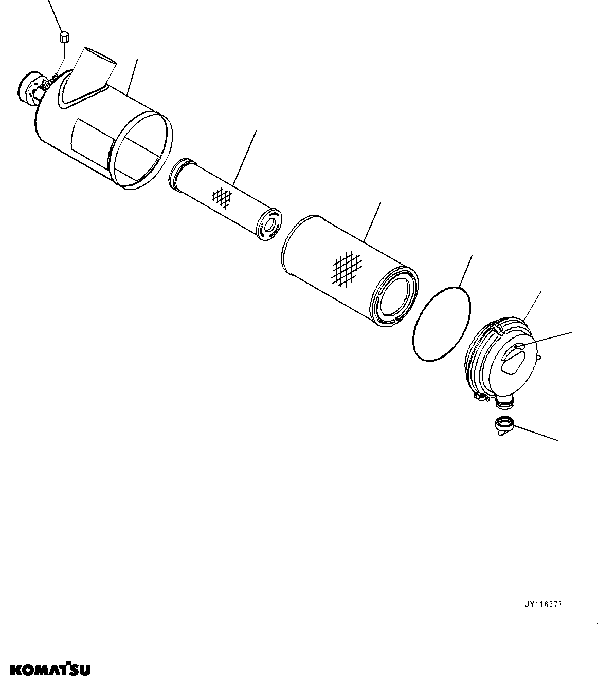 Komatsu parts book diagram for D39PXI-24 S/N 110001-UP: AIR CLEANER, INNER PARTS, AIR CLEANER(#95001-)