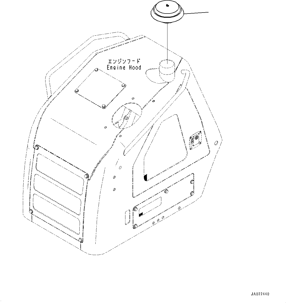 Komatsu parts book diagram for D39PXI-24 S/N 110001-UP: AIR CLEANER, CAP(#95001-)