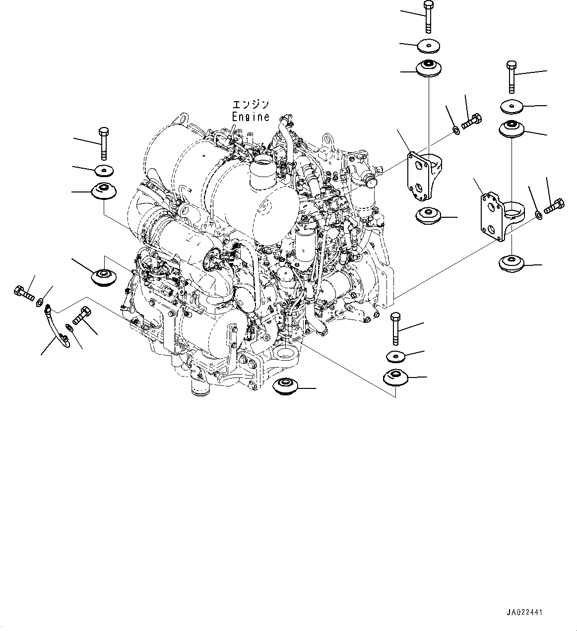 Komatsu parts book diagram for D39PXI-24 S/N 110001-UP: ENGINE MOUNTING, (#95001-)