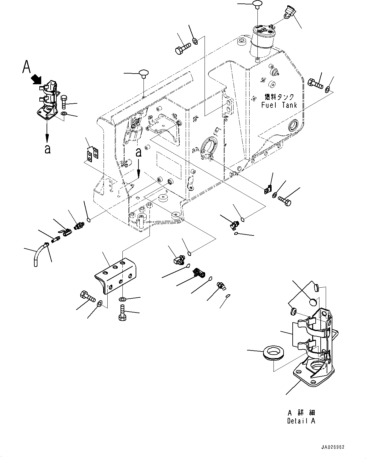 Komatsu parts book diagram for D39PXI-24 S/N 110001-UP: FUEL TANK, VALVE AND BRACKET(#95001-)
