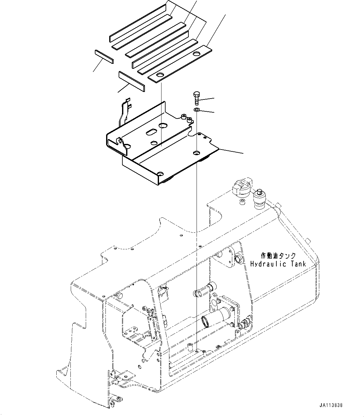 Komatsu parts book diagram for D39PXI-24 S/N 110001-UP: BATTERY, BRACKET (LARGE CAPACITY)(#110001-)