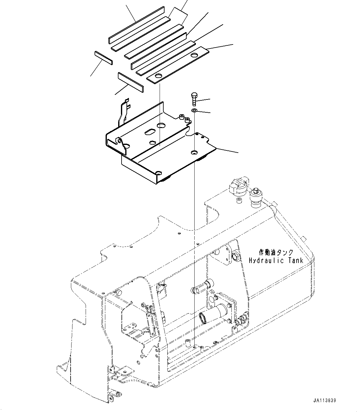 Komatsu parts book diagram for D39PXI-24 S/N 110001-UP: BATTERY, BRACKET (LARGE CAPACITY MAINTENANCE-FREE)(#110001-)