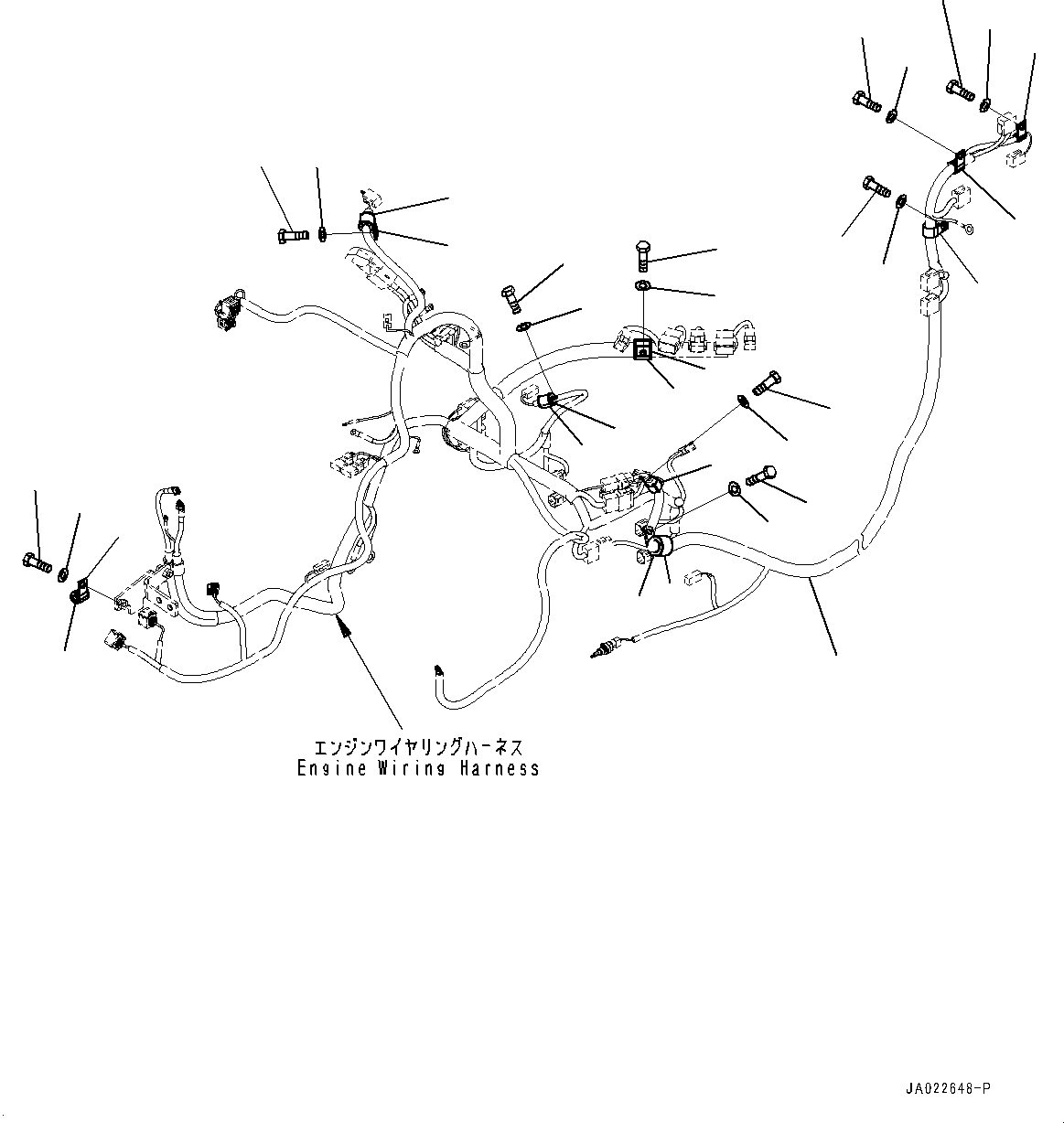 Komatsu parts book diagram for D39PXI-24 S/N 110001-UP: ELECTRIC WIRING HARNESS, MOUNTING (3/4)(#100001-)