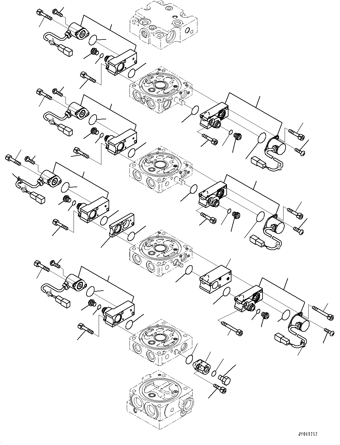 Komatsu parts book diagram for D39PXI-24 S/N 110001-UP: CONTROL VALVE, 4-VALVE (3/9)(#95001-)
