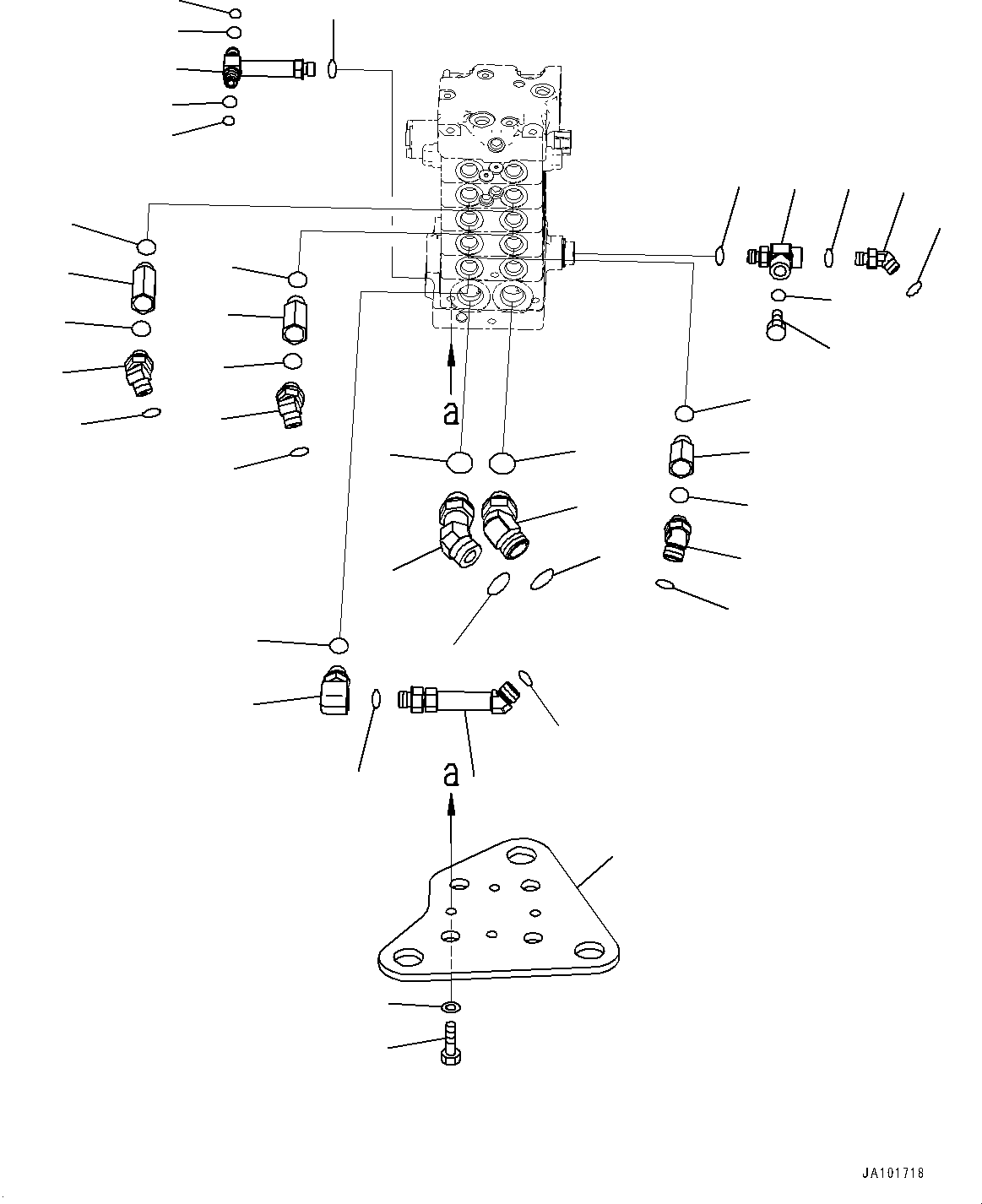 Komatsu parts book diagram for D39PXI-24 S/N 110001-UP: CONTROL VALVE, ELBOW(#95001-)