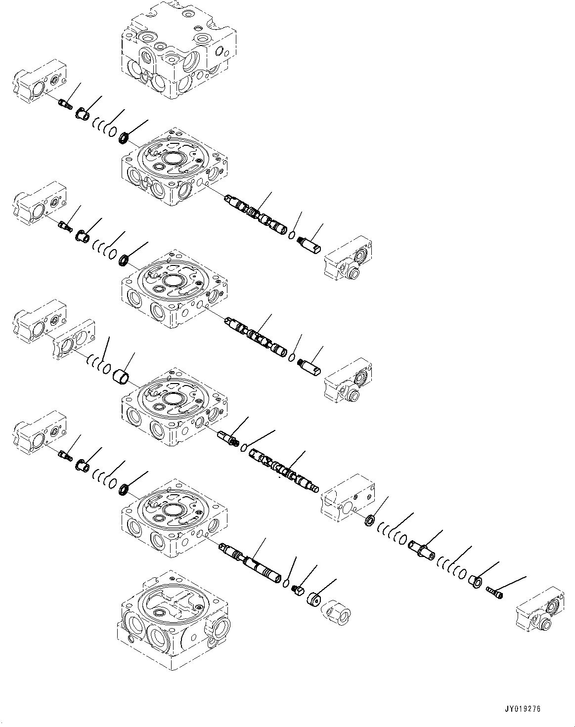 Komatsu parts book diagram for D39PXI-24 S/N 110001-UP: CONTROL VALVE, 5-VALVE (2/11)(#95001-)