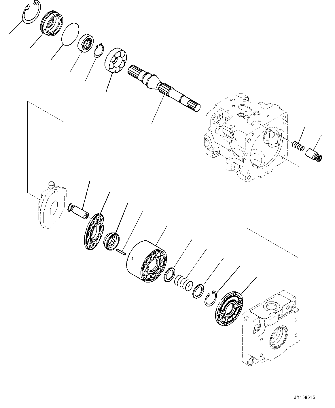 Komatsu parts book diagram for D39PXI-24 S/N 110001-UP: HYDRAULIC PUMP, PISTON PUMP (2/4)(#100001-)
