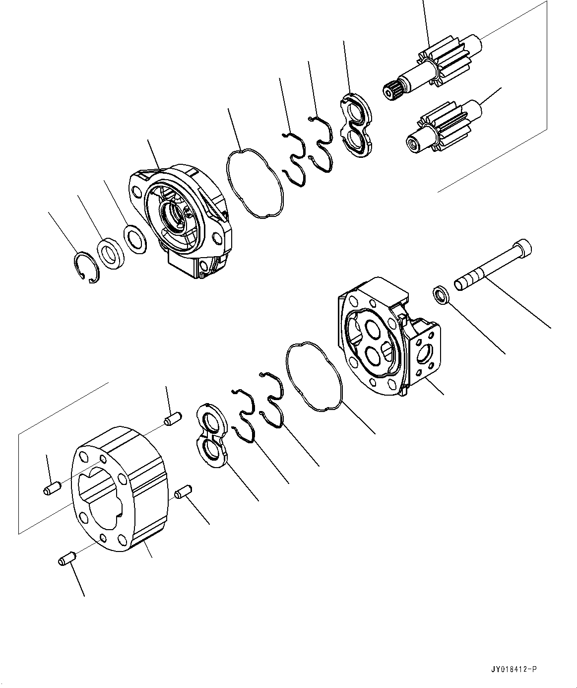 Komatsu parts book diagram for D39PXI-24 S/N 110001-UP: HYDRAULIC PUMP, GEAR PUMP(#100001-)