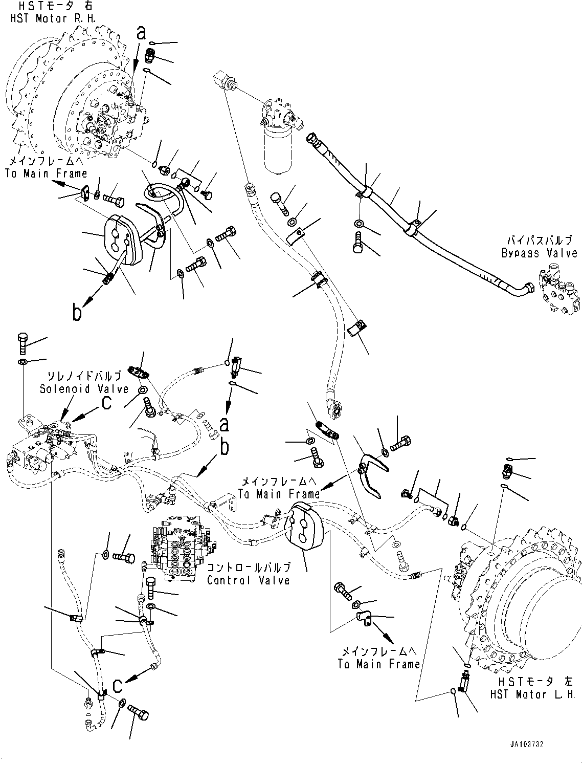 Komatsu parts book diagram for D39PXI-24 S/N 110001-UP: PROPORTIONAL PRESSURE CONTROL (PPC) PIPING, PIPING AND MOUNTING (2/3)(#96375-)