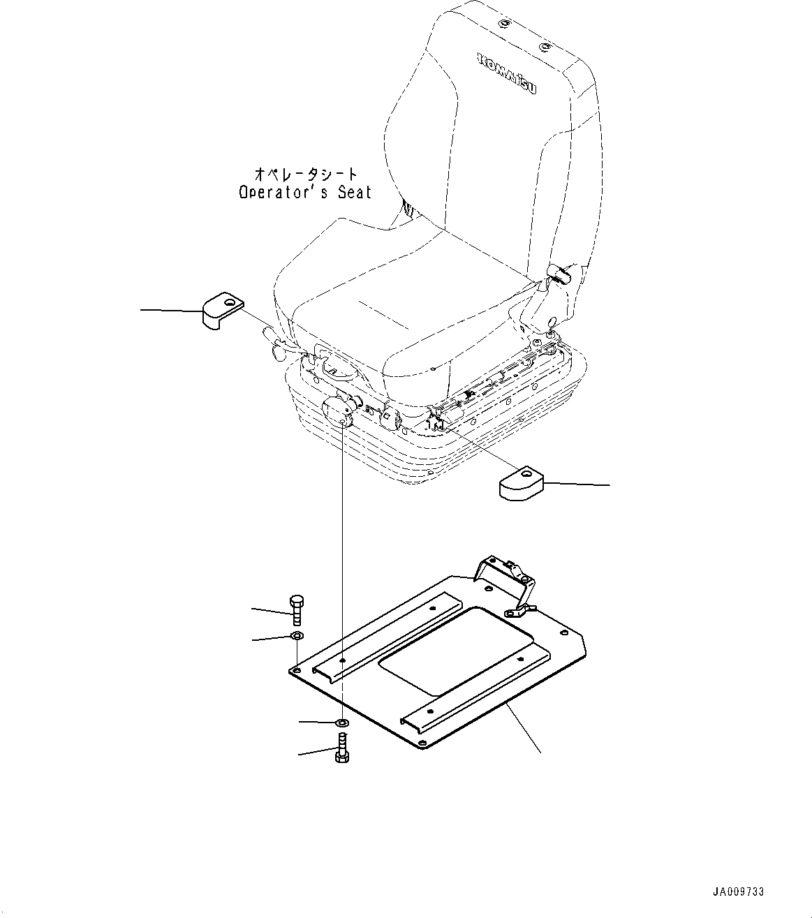 Komatsu parts book diagram for D39PXI-24 S/N 110001-UP: OPERATOR'S SEAT, MOUNTING (LEATHER)(#95001-)