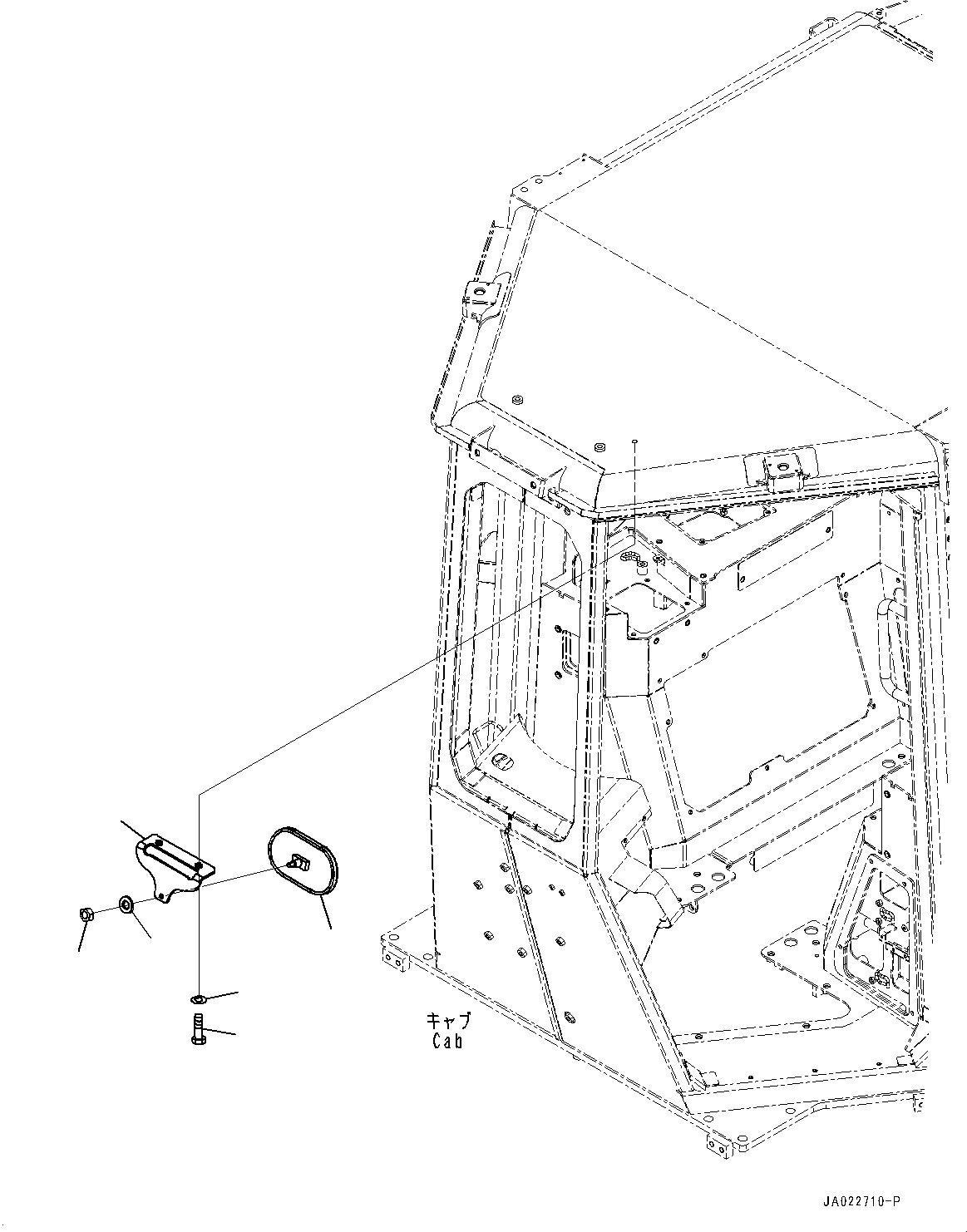 Komatsu parts book diagram for D39PXI-24 S/N 110001-UP: CAB, MIRROR(#100001-)