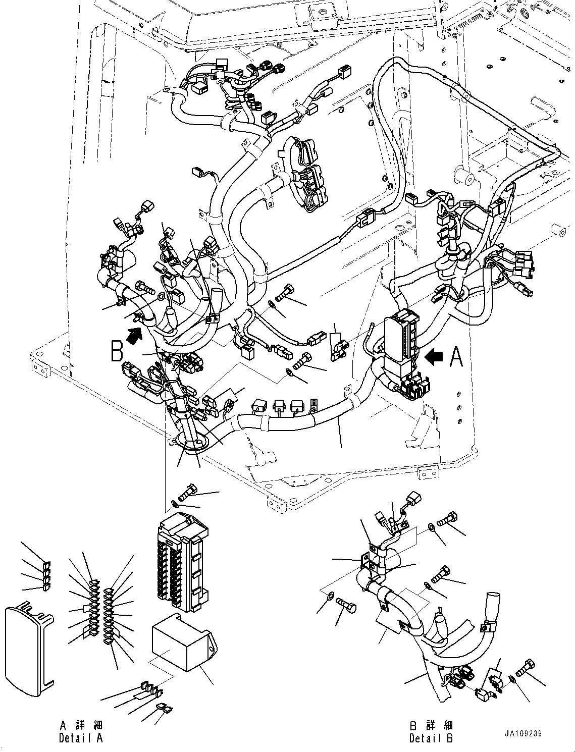 Komatsu parts book diagram for D39PXI-24 S/N 110001-UP: CAB, DASHBOARD WIRING HARNESS(#100001-)