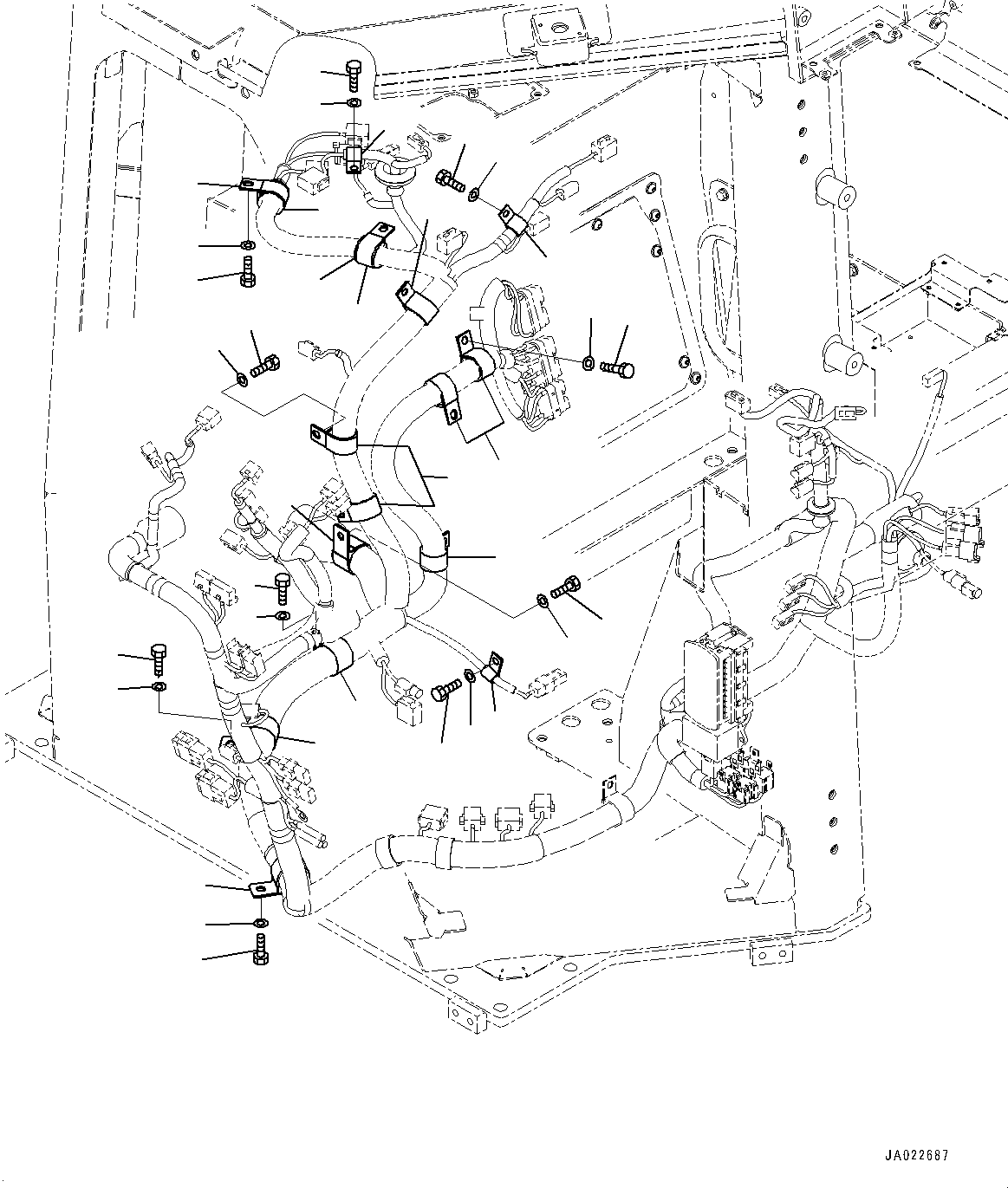 Komatsu parts book diagram for D39PXI-24 S/N 110001-UP: CAB, DASHBOARD WIRING HARNESS MOUNTING (1/2)(#100001-)