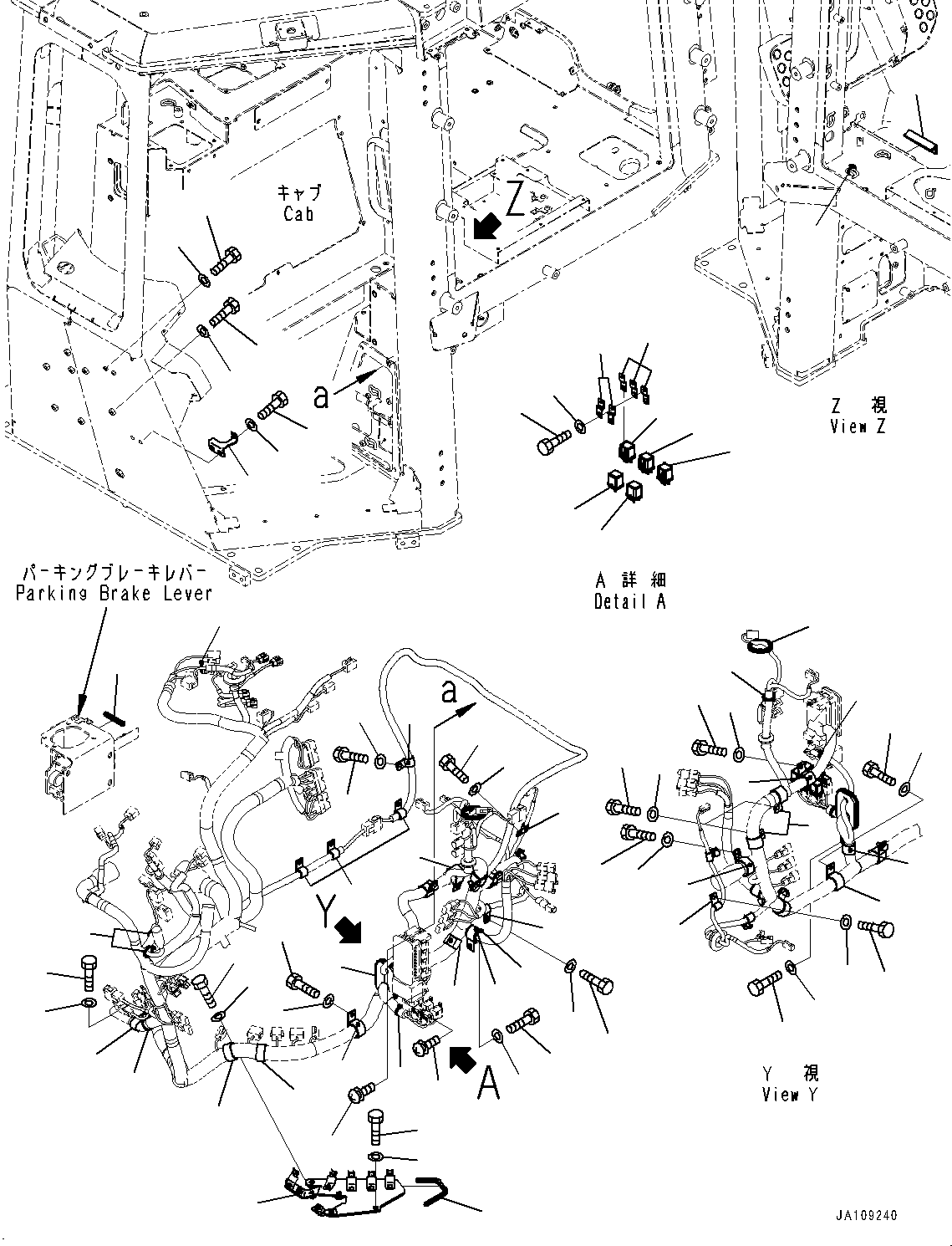 Komatsu parts book diagram for D39PXI-24 S/N 110001-UP: CAB, DASHBOARD WIRING HARNESS MOUNTING (2/2)(#100001-)