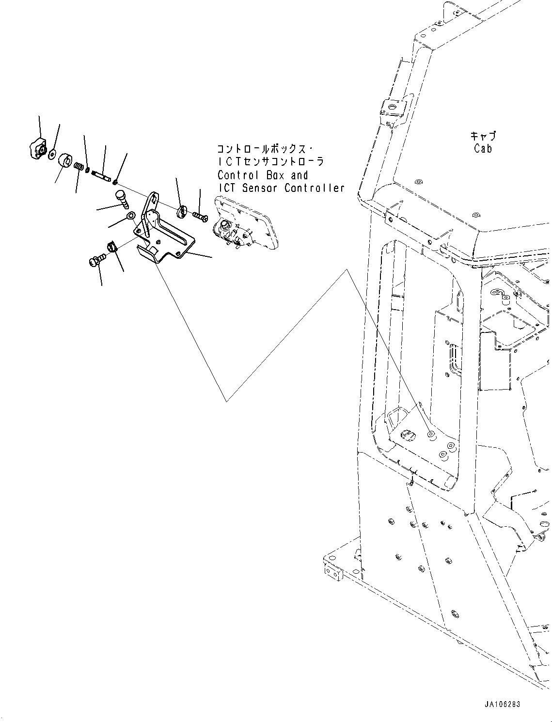 Komatsu parts book diagram for D39PXI-24 S/N 110001-UP: CAB ELECTRICAL UNIT, CONTROL BOX MOUNTING(#100001-)