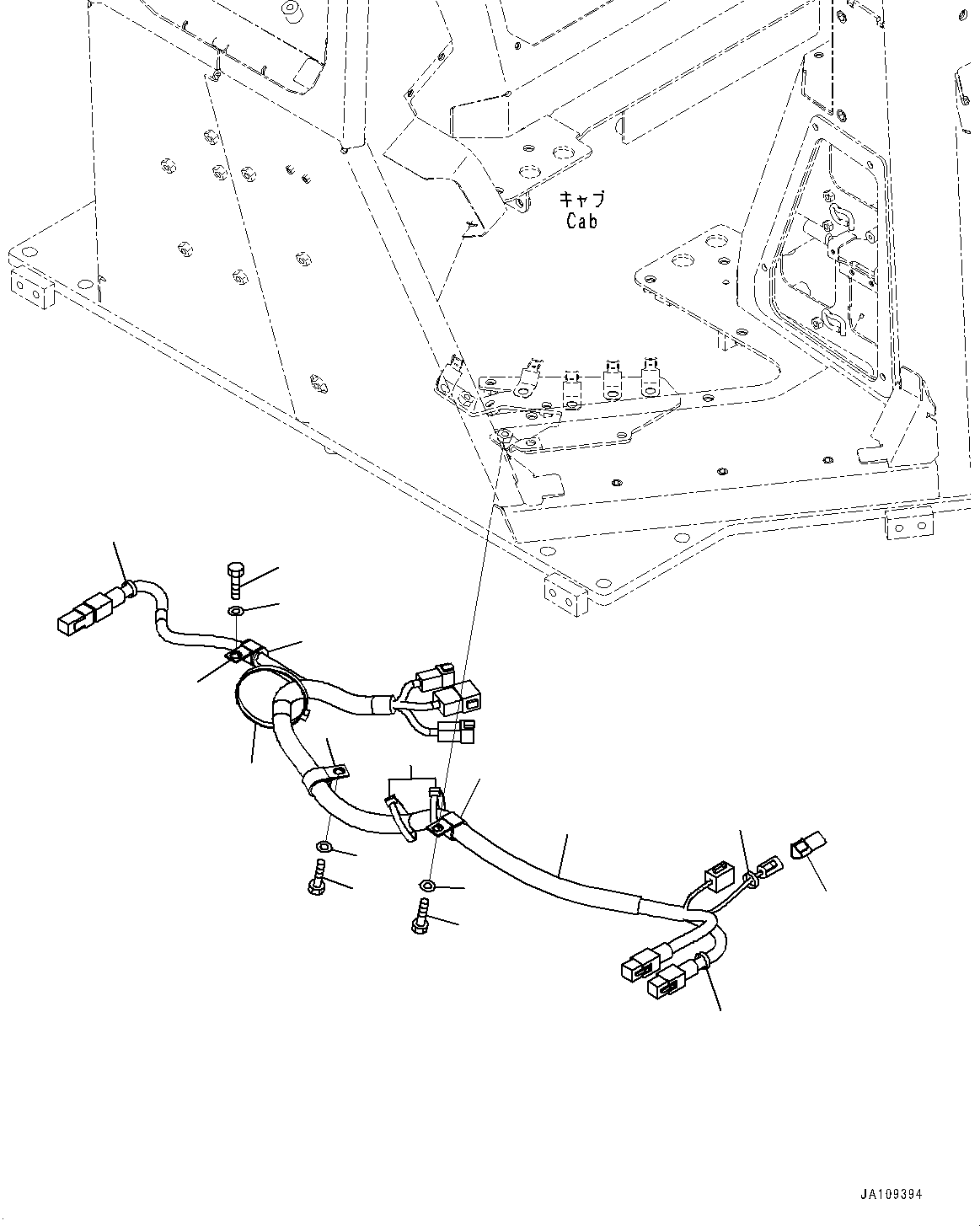 Komatsu parts book diagram for D39PXI-24 S/N 110001-UP: CAB ELECTRICAL UNIT, WIRING HARNESS (2/2)(#100001-)