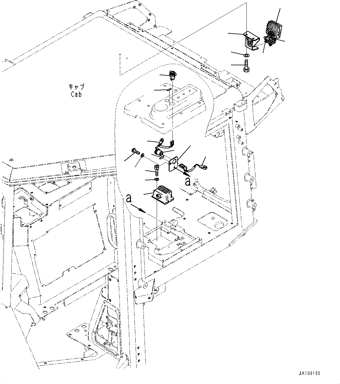 Komatsu parts book diagram for D39PXI-24 S/N 110001-UP: CAB ELECTRICAL UNIT, DC CONVERTER AND WORKING LAMP(#100001-)