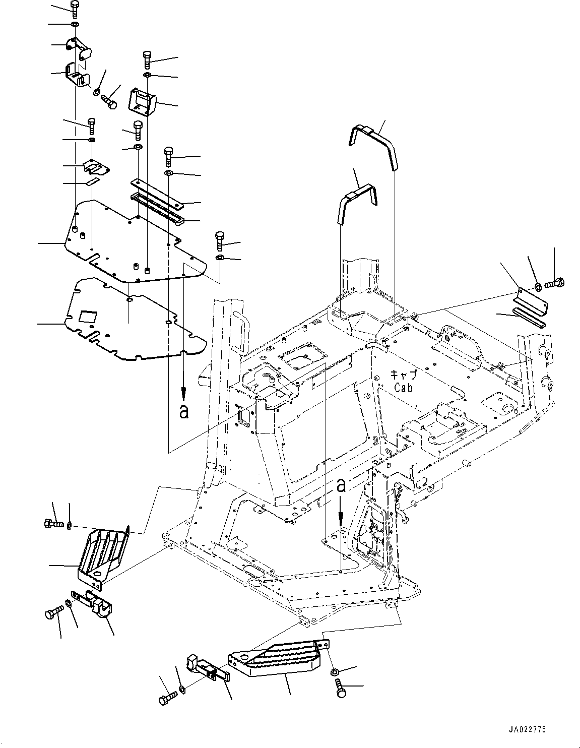 Komatsu parts book diagram for D39PXI-24 S/N 110001-UP: CAB ELECTRICAL UNIT, STEP AND COVER(#100001-)