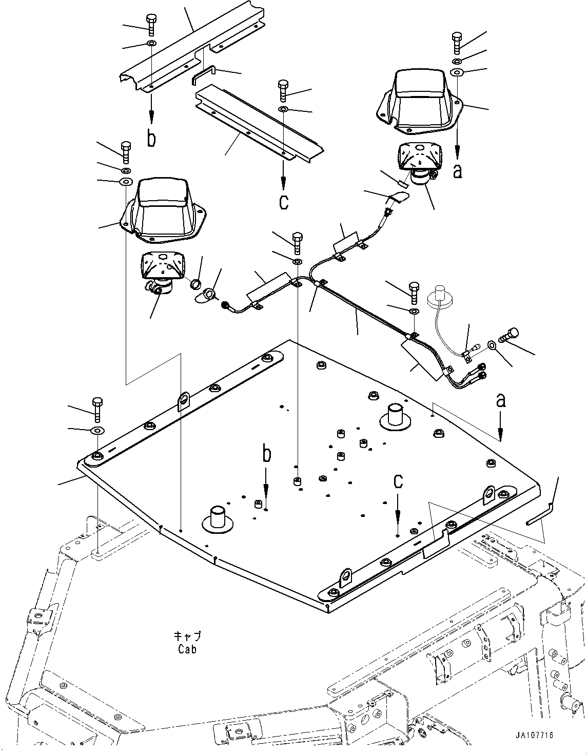 Komatsu parts book diagram for D39PXI-24 S/N 110001-UP: CAB ELECTRICAL UNIT, GNSS ANTENNA(#100001-)
