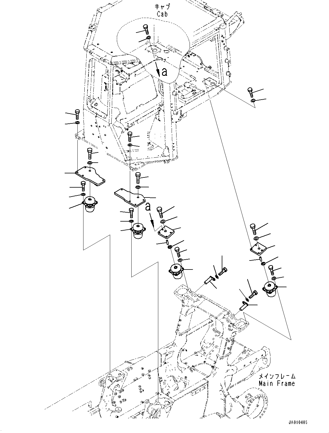 Komatsu parts book diagram for D39PXI-24 S/N 110001-UP: SUSPENSION, (#95001-)