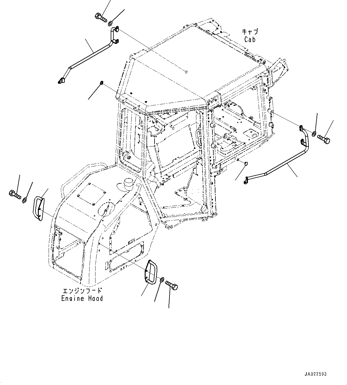 Komatsu parts book diagram for D39PXI-24 S/N 110001-UP: HANDRAIL, (#95001-)
