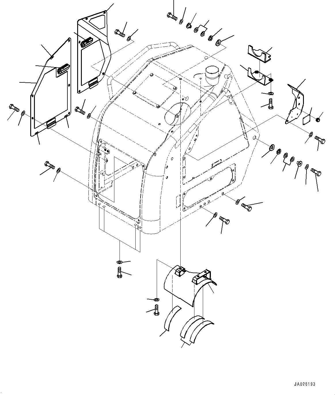 Komatsu parts book diagram for D39PXI-24 S/N 110001-UP: ENGINE HOOD, COVER, R.H. AND AIR CLEANER COVER(#95001-96505)