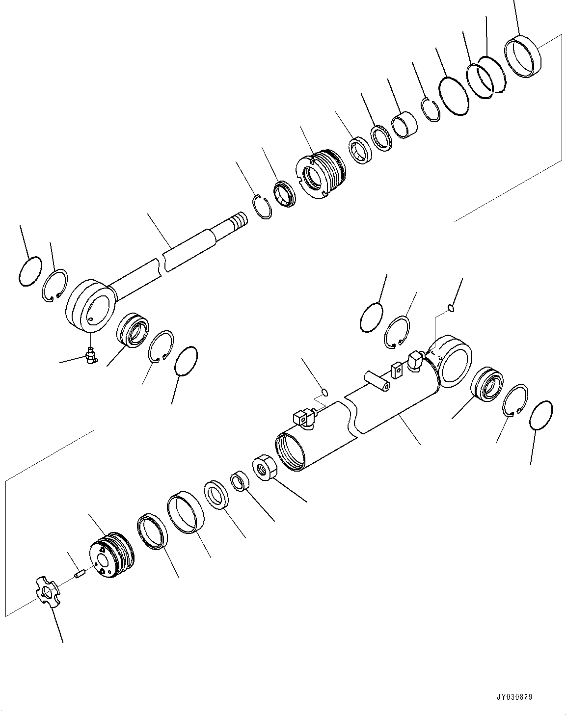 Komatsu parts book diagram for D39PXI-24 S/N 110001-UP: DOZER BLADE ANGLE CYLINDER, INNER PARTS, ANGLE CYLINDER, R.H.(#95001-)