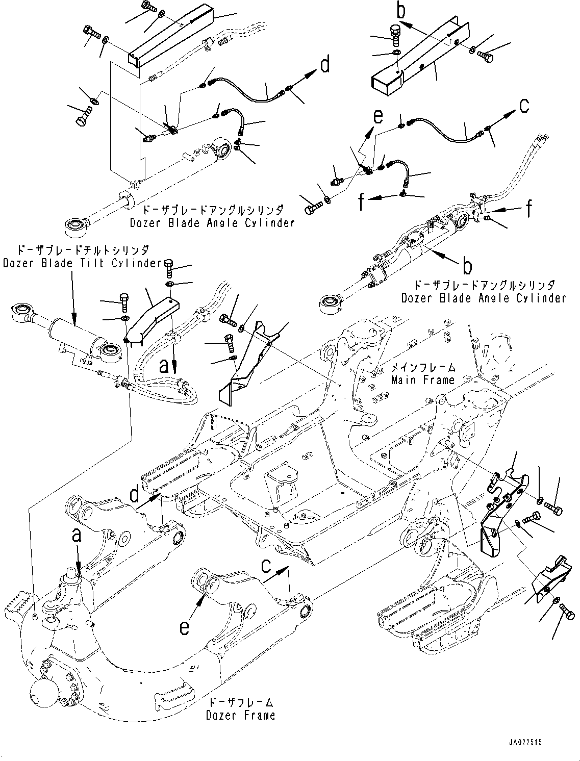 Komatsu parts book diagram for D39PXI-24 S/N 110001-UP: DOZER HYDRAULIC PIPING, COVER(#95001-)