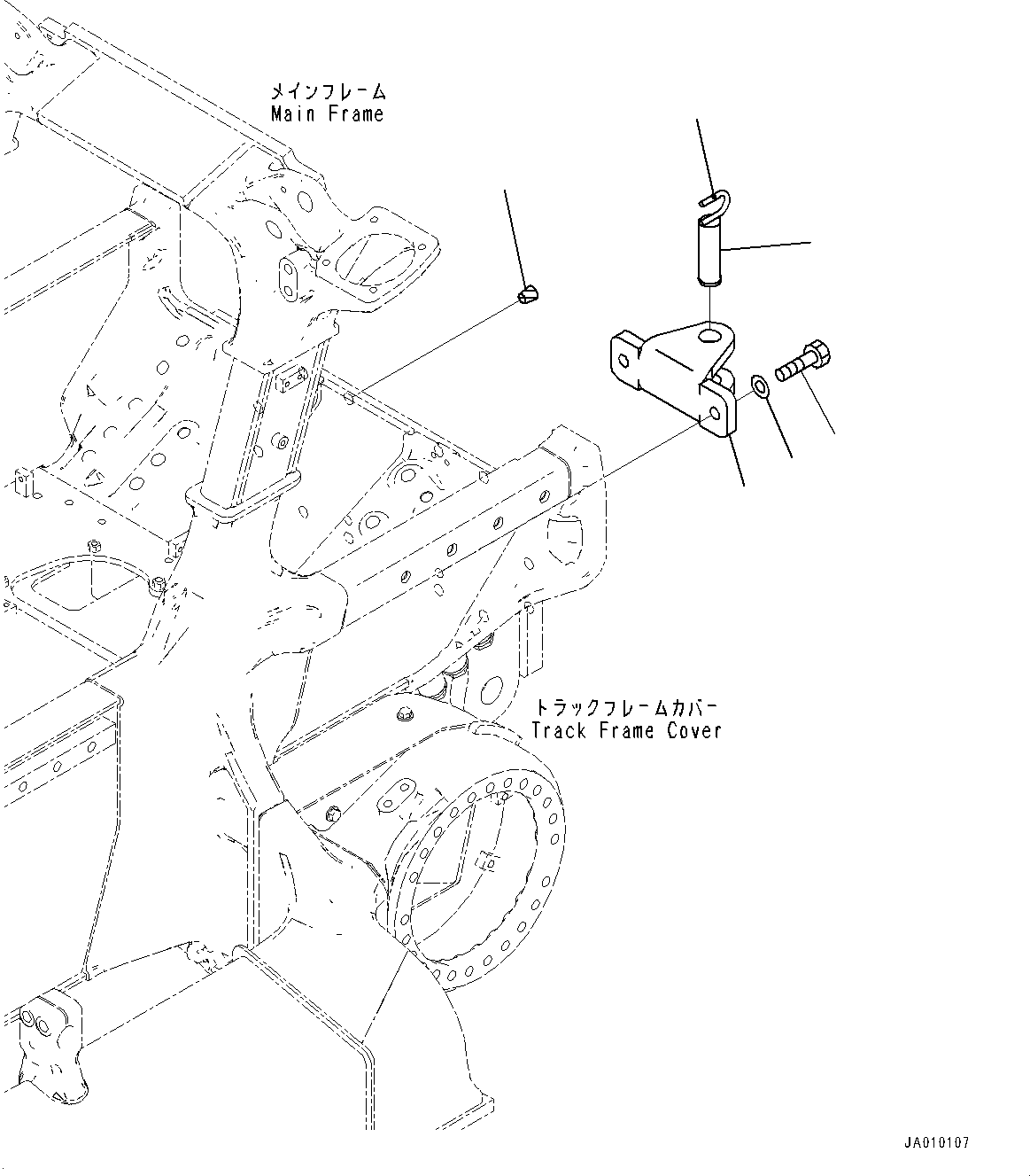 Komatsu parts book diagram for D39PXI-24 S/N 110001-UP: DRAWBAR, (PROVISION FOR REAR 1-ATTACHMENT)(#95001-96458)