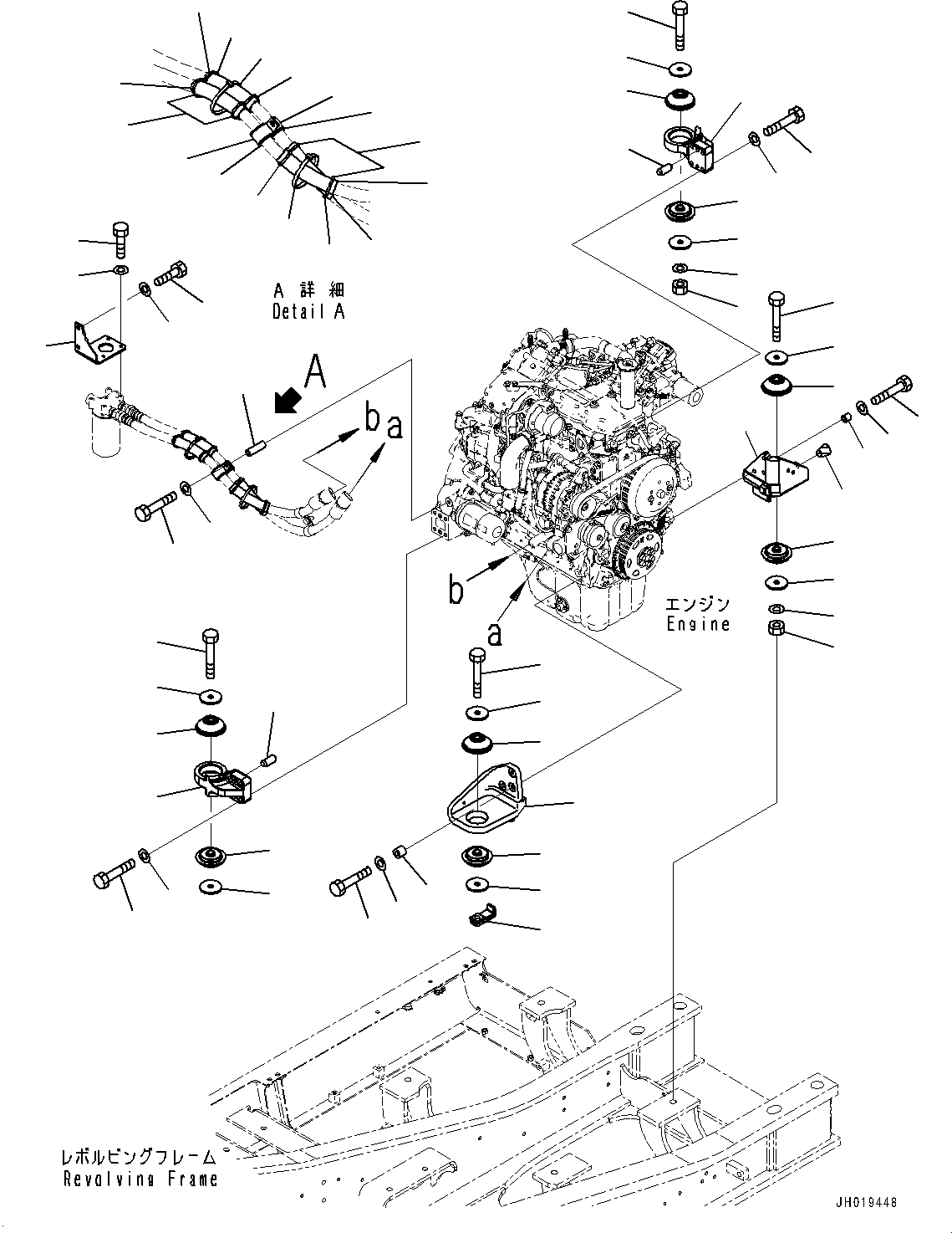 Komatsu parts book diagram for PC170LC-11 S/N 37001-UP: ENGINE MOUNTING, (#35001-)