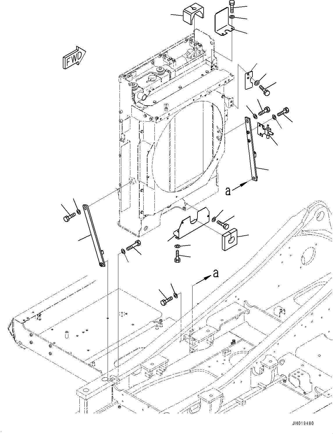 Komatsu parts book diagram for PC170LC-11 S/N 37001-UP: COOLING SYSTEM, STAY(#36307-)