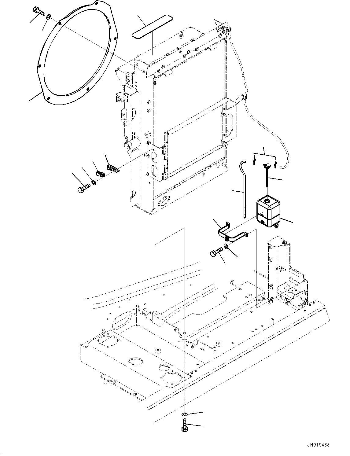 Komatsu parts book diagram for PC170LC-11 S/N 37001-UP: COOLING SYSTEM, RESERVOIR TANK(#36307-)