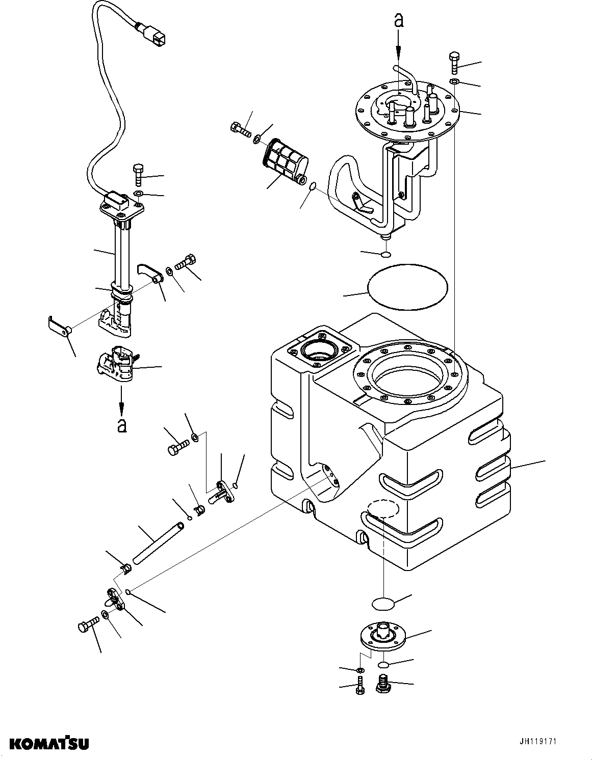Komatsu parts book diagram for PC170LC-11 S/N 37001-UP: DEF TANK, TANK AND SENSOR(#36798-)