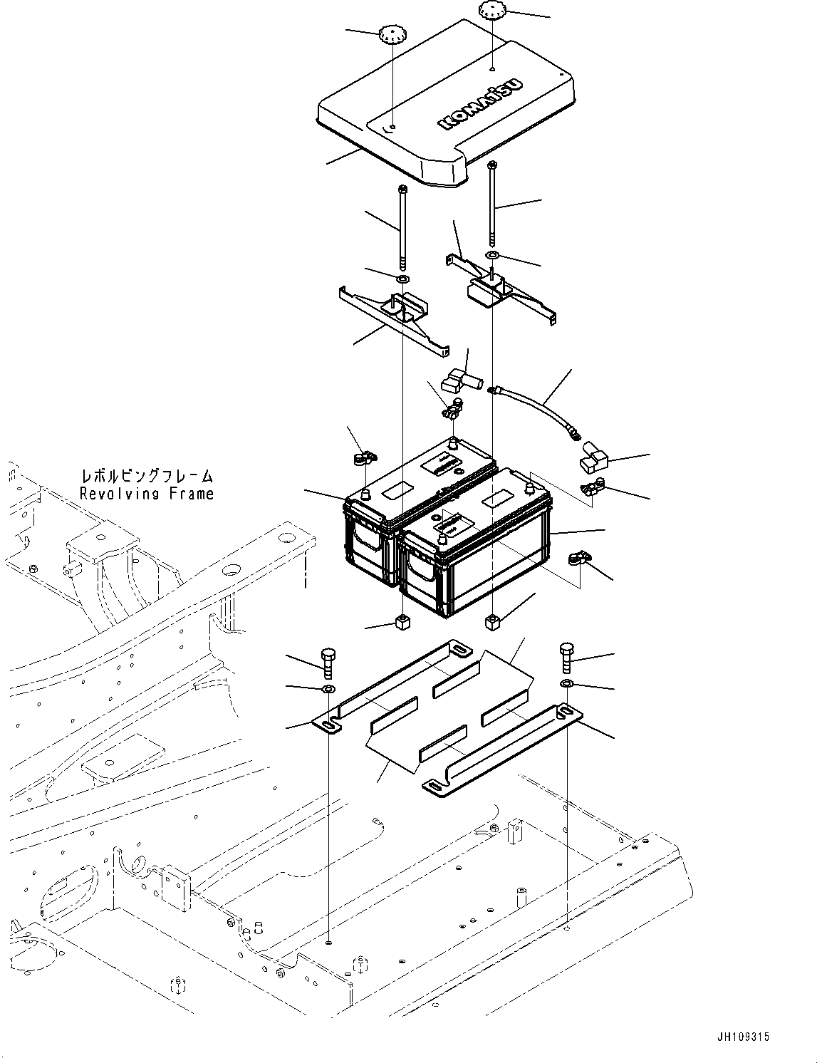Komatsu parts book diagram for PC170LC-11 S/N 37001-UP: BATTERY, (#36800-)