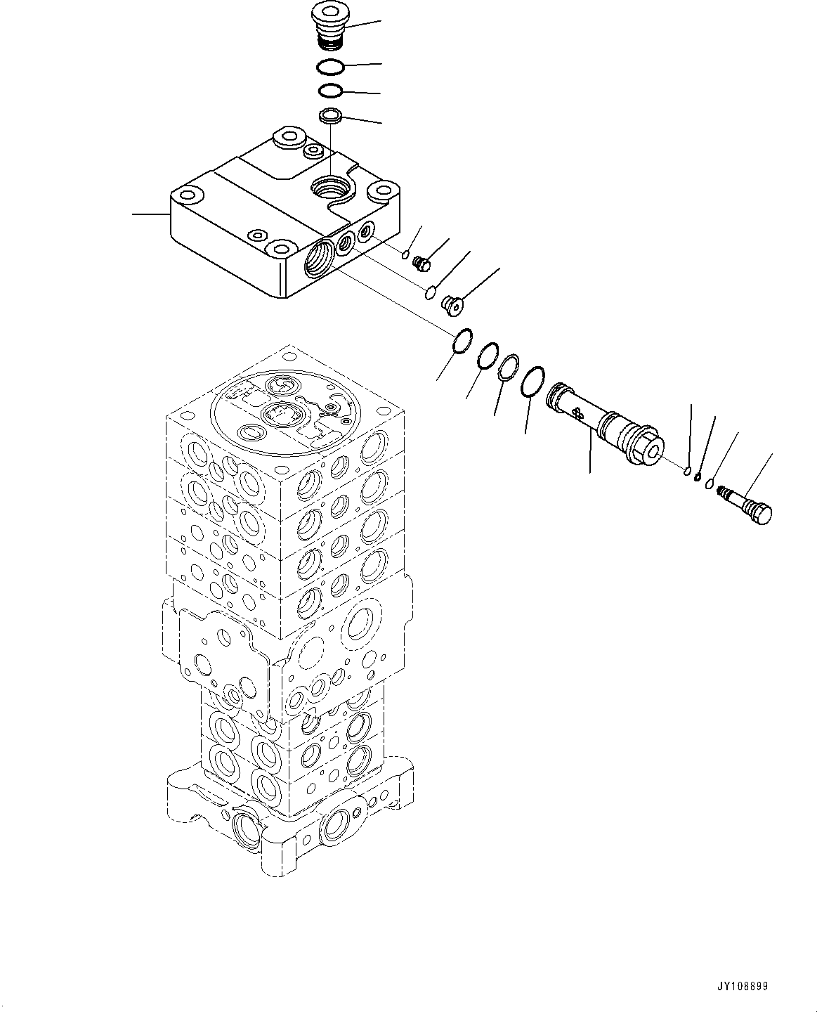 Komatsu parts book diagram for PC170LC-11 S/N 37001-UP: CONTROL VALVE, 7-VALVE (1/30)(#35001-)