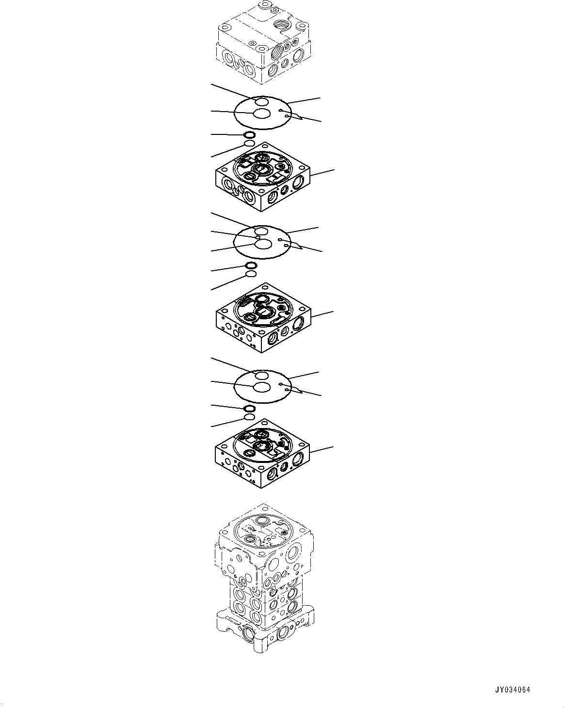 Komatsu parts book diagram for PC170LC-11 S/N 37001-UP: CONTROL VALVE, 7-VALVE (2/30)(#35001-)